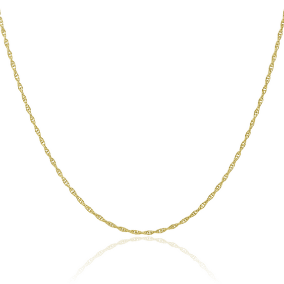 10K Solid Yellow Gold 1.55mm Cable Rope Chain Twisted Link Necklace