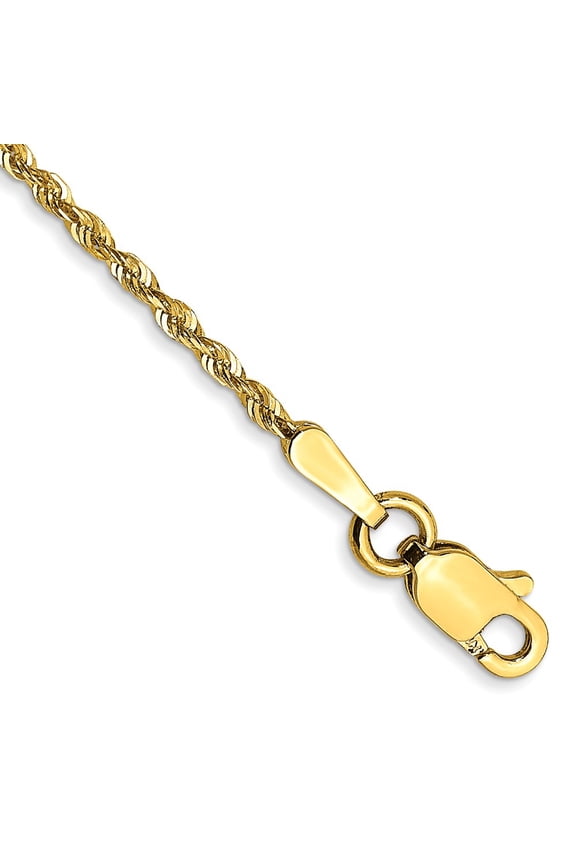 10k Yellow Gold 1.5mm Diamond Cut Extra-Lite Rope Chain Bracelet Fine Jewelry For Women Gifts For Her, 7"