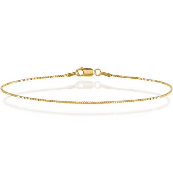 10K Solid Yellow Gold 1.5mm Box Link Chain Anklet Summer Beach Foot Ankle Bracelet