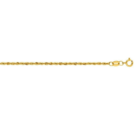 10k Yellow Gold 1.5mm Sparkle-Cut Lite Weight Sparkle Rope Chain Lobster Clasp Necklace - 18 Inch