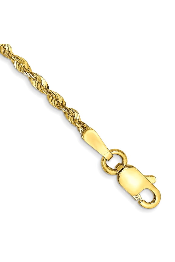 10k Yellow Gold 1.8mm Diamond Cut Extra-Lite Rope Anklet Chain Fine Jewelry For Women Gifts For Her, 9"