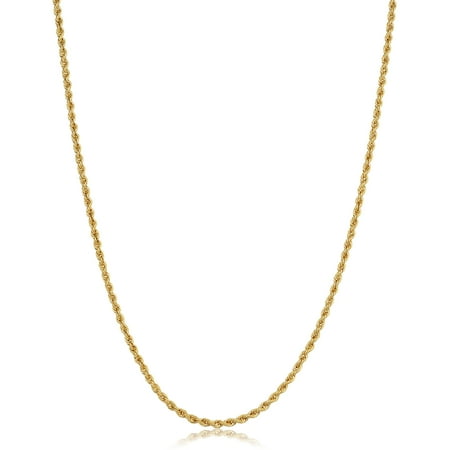 KoolJewelry 10k Yellow Gold 1.8mm Rope Chain Necklace (14 inch)