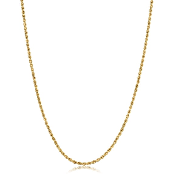 KoolJewelry 10k Yellow Gold 1.8mm Rope Chain Necklace (18 inch)