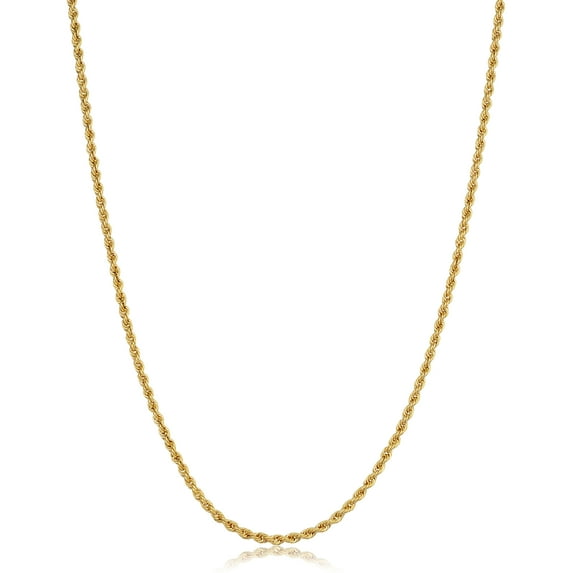 KoolJewelry 10k Yellow Gold 1.8mm Rope Chain Necklace (22 inch)