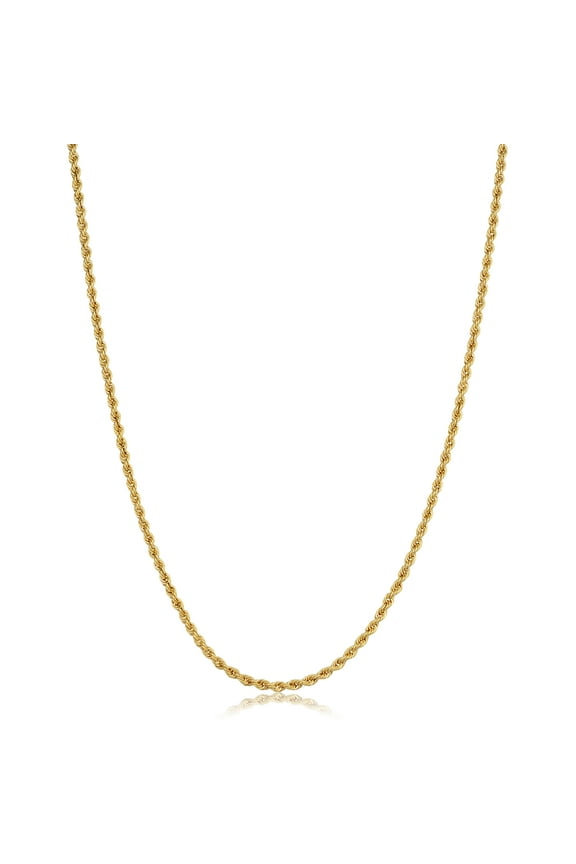 KoolJewelry 10k Yellow Gold 1.8mm Rope Chain Necklace (22 inch)