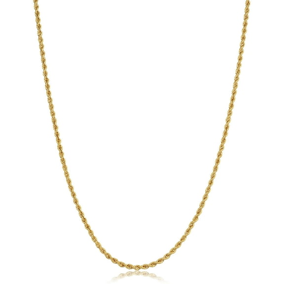 KoolJewelry 10k Yellow Gold 1.8mm Rope Chain Necklace (26 inch)