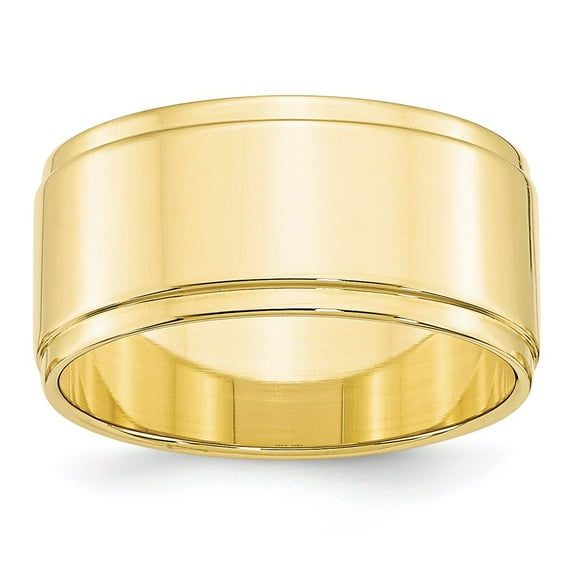 10k Yellow Gold 10mm Engravable Flat with Step Edge Band