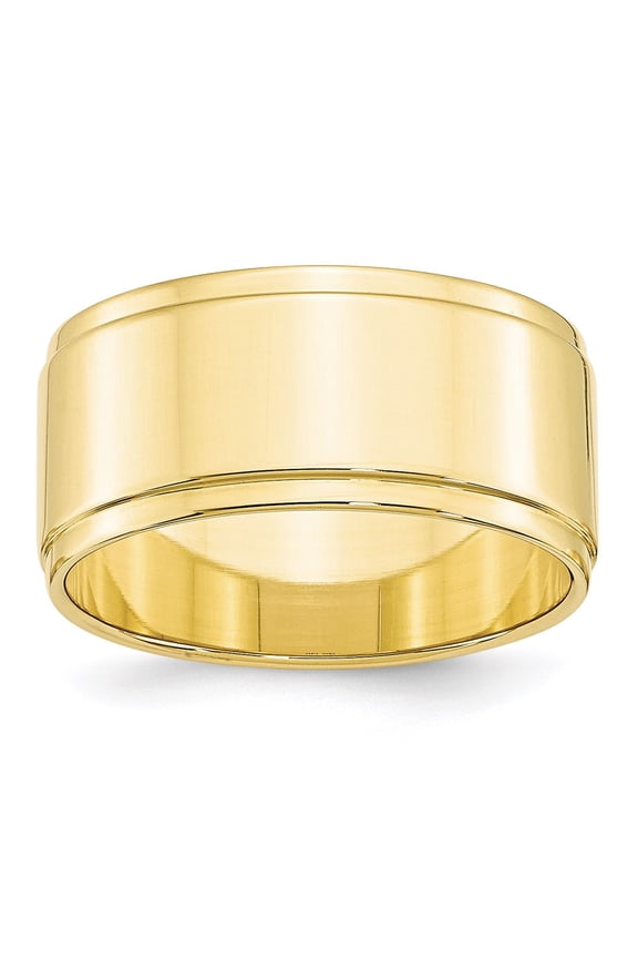 10k Yellow Gold 10mm Engravable Flat with Step Edge Band