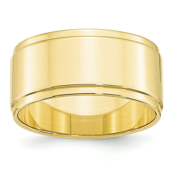 10k Yellow Gold 10mm Flat with Step Edge Band Size 6