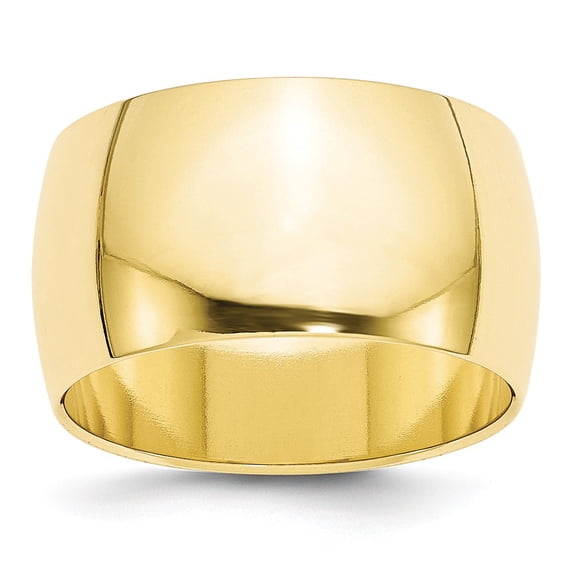 10k Yellow Gold 12mm Half Round Wedding Band Size 13