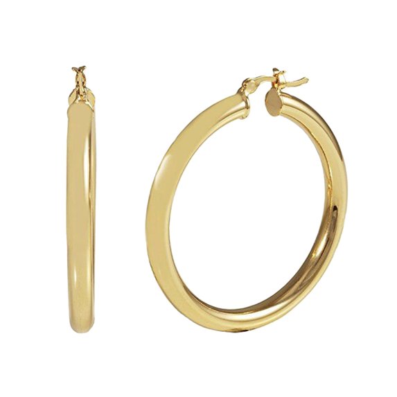 10k Yellow Gold 13mm Hinged Pincatch Round Tube Hoop Earrings Jewelry Female Unisex