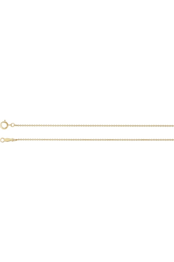 10k Yellow Gold 1mm Necklace - 1.4 Grams - 20 Inch Polished Solid Cable Chain With Spring Ring