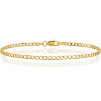 10K Solid Yellow Gold 2.2mm Curb Link Chain Bracelet