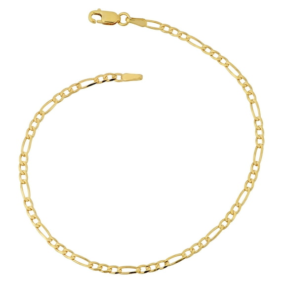 KoolJewelry 10k Yellow Gold 2.3 mm High Polish Concave Figaro Link Anklet