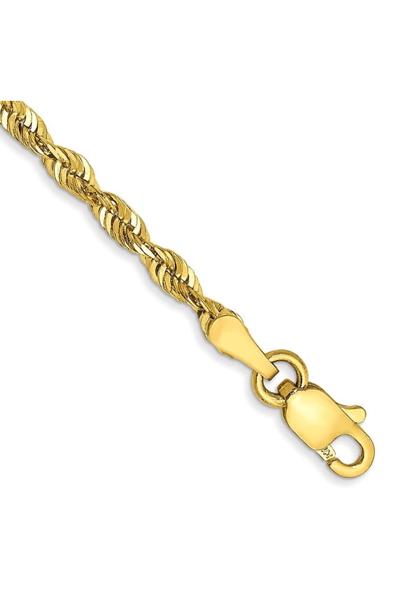 10k Yellow Gold 2.5mm Diamond Cut Extra-Lite Rope Chain Bracelet Fine Jewelry For Women Gifts For Her, 8"