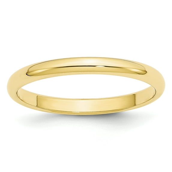 10k Yellow Gold 2.5mm Half Round Band Size 6.5