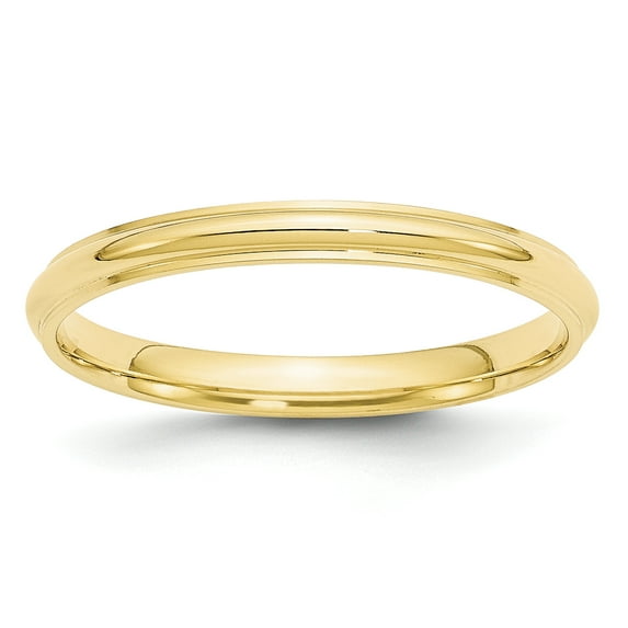 10k Yellow Gold 2.5mm Half Round with Edge Band Size 11