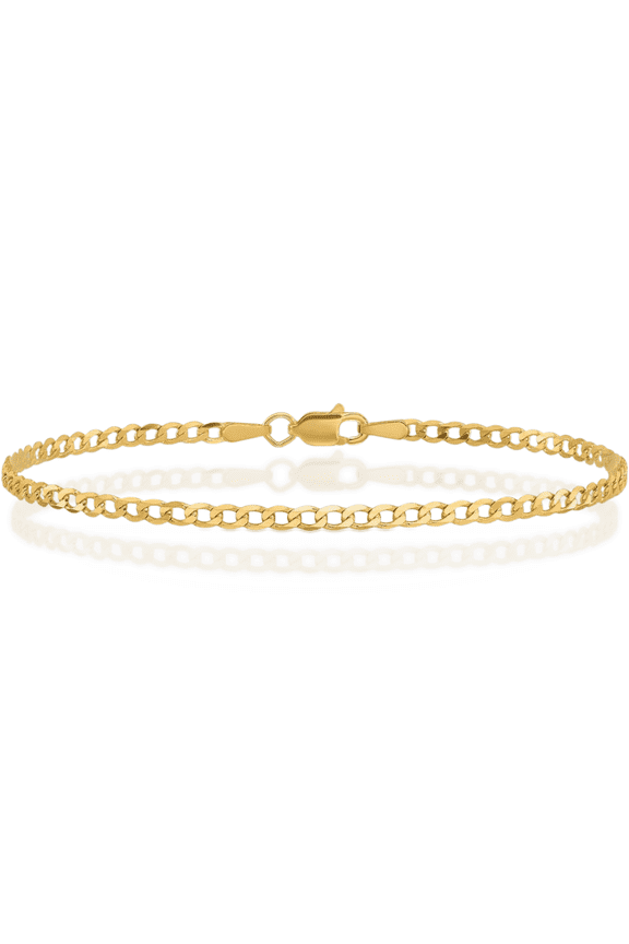 10K Solid Yellow Gold 2.9mm Curb Link Chain Bracelet