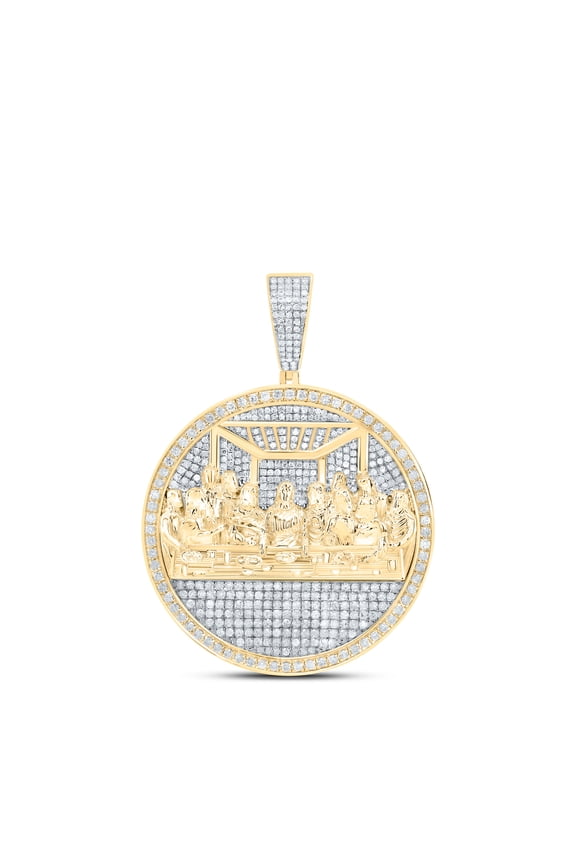 10k Yellow Gold 2 CTW Natural Diamond Last Supper Mens Charm 12.7 Grams
