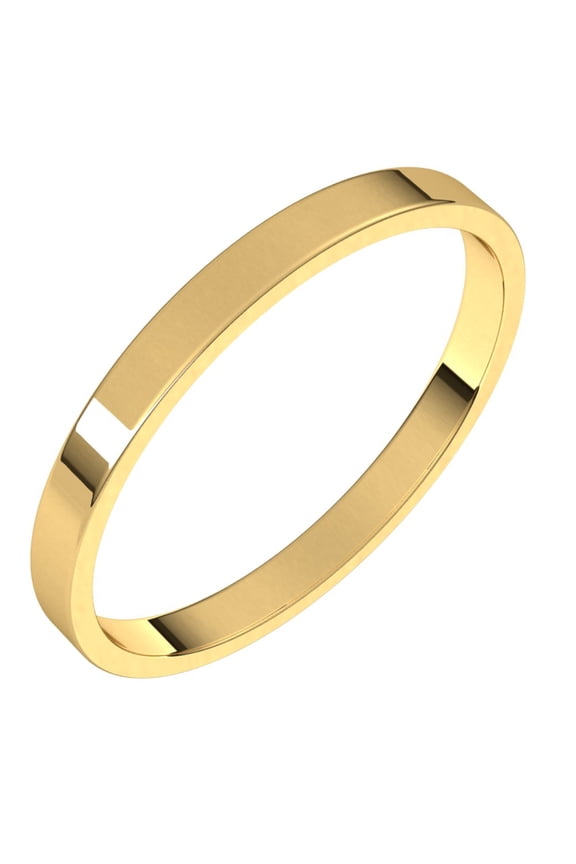 10k Yellow Gold 2mm Flat Ultra-Light Classic Bridal Wedding Engagement Anniversary Band Ring Fine Jewelry For Women Gifts For Her, Size 6