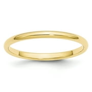 GOLD TIME 10k Yellow Gold 2mm Half Round Band Size 10.5