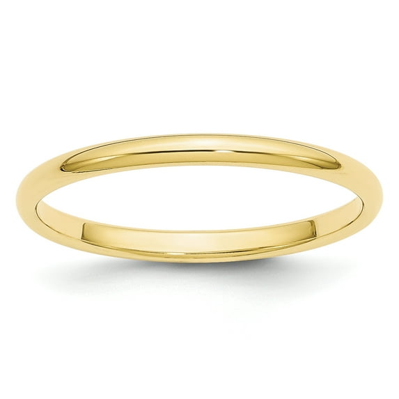 10k Yellow Gold 2mm Half Round Band Size 12