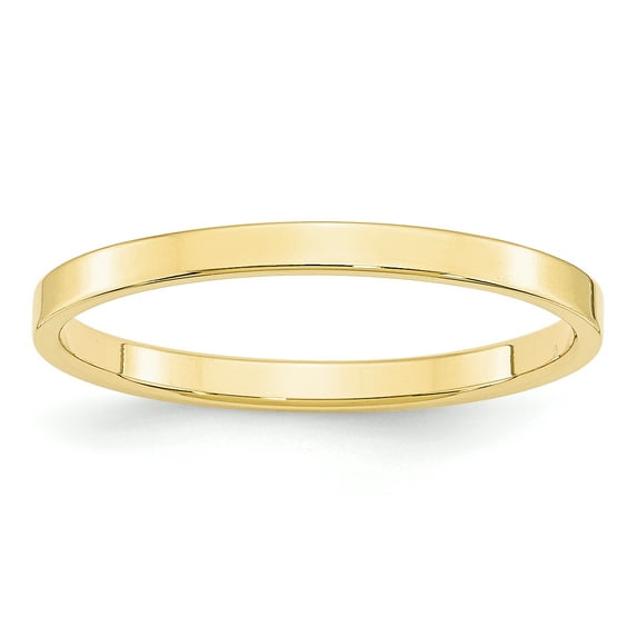 10k Yellow Gold 2mm Lightweight Flat Band Size 10