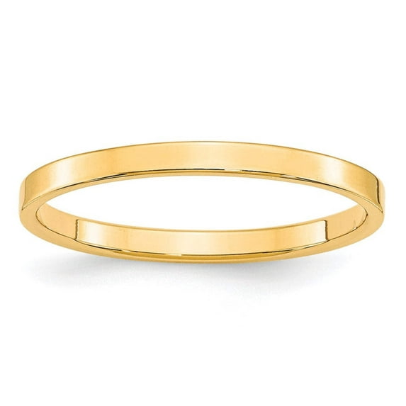 10k Yellow Gold 2mm Lightweight Flat Wedding Band Size 13 1FLL020