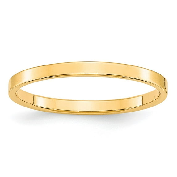 10k Yellow Gold 2mm Lightweight Flat Wedding Band Size 14 1FLL020