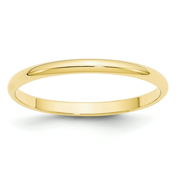 10k Yellow Gold 2mm Lightweight Half Round Band Size 8.5