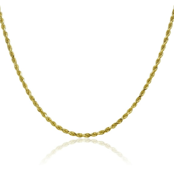 10K Solid Yellow Gold 2mm Rope Chain Twisted Link Necklace