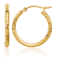 thumbnail image 1 of 10K Solid Yellow Gold 2mm Round Tube Medium Hoop Earrings, 1 of 10