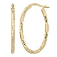 thumbnail image 1 of KoolJewelry 10k Yellow Gold 2mm Textured Oval Hoop Earrings, 1 of 4
