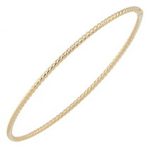 10k Yellow Gold 2mm Twist Design Bangle Bracelet