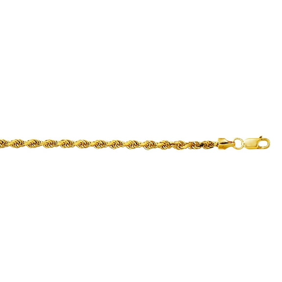 10k Yellow Gold 3.20mm Sparkle-Cut Hollow Sparkle Rope Chain With Lobster Clasp Necklace 18 Inch Chain Necklace for Wome
