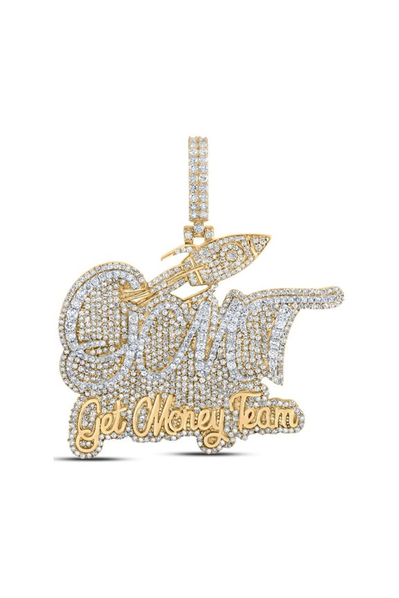 10k Yellow Gold 3 3/4 CTW Natural Diamond Get Money Team Mens Charm 18.76 Grams