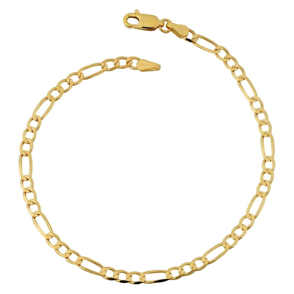 KoolJewelry 10k Yellow Gold 3.3 mm High Polish Concave Figaro Link Anklet