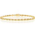 thumbnail image 1 of 10K Solid Yellow Gold 3.5mm Rope Chain Bracelet, 1 of 5