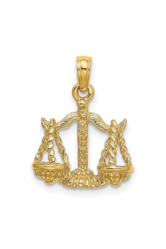 10k Yellow Gold 3-D Libra Zodiac Pendant Fine Jewelry For Women Gifts For Her