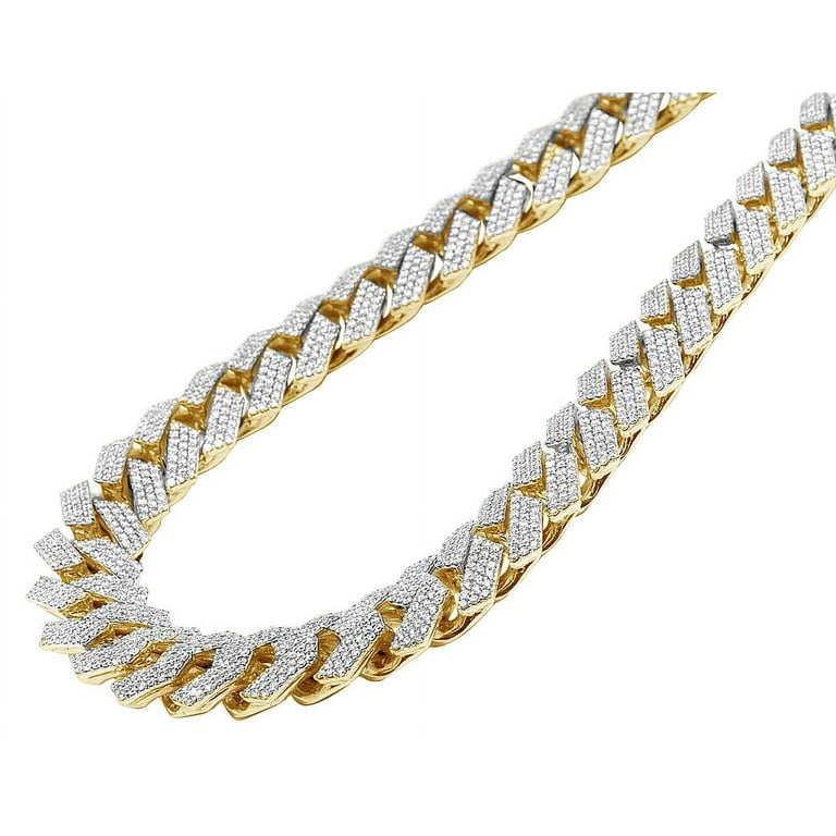 10k Yellow Gold 3-Row 54CT Diamond Cuban Chain 19MM 20