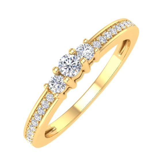 10k Yellow Gold 3-Stone Diamond Engagement Ring (0.22 Carat) (Ring Size 6)