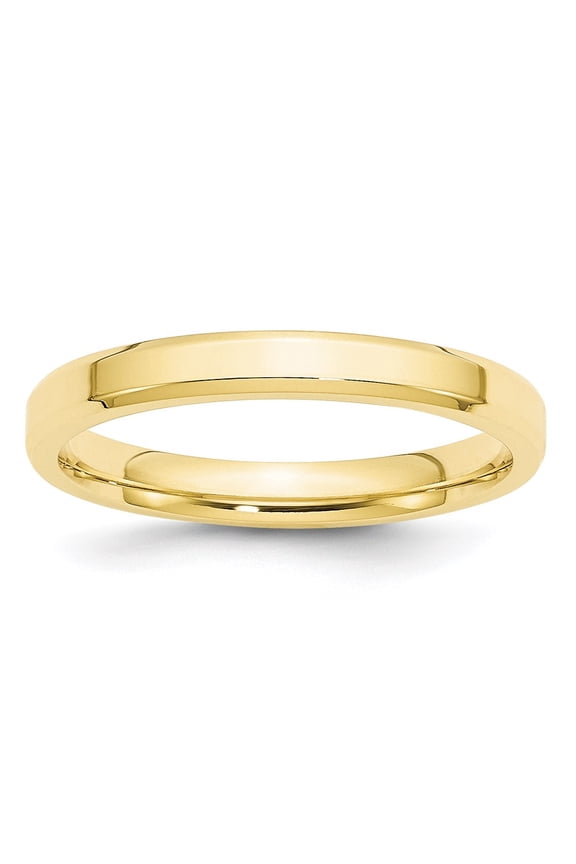 10k Yellow Gold 3mm Bevel Edge Comfort Fit Bridal Engagement Wedding Band Ring Fine Jewelry For Women Gifts For Her, Size 6