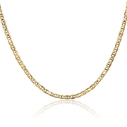 ICE CARATS 10K Solid Yellow Gold 3mm Concave Anchor Mariner Link Chain Necklace 16 inch