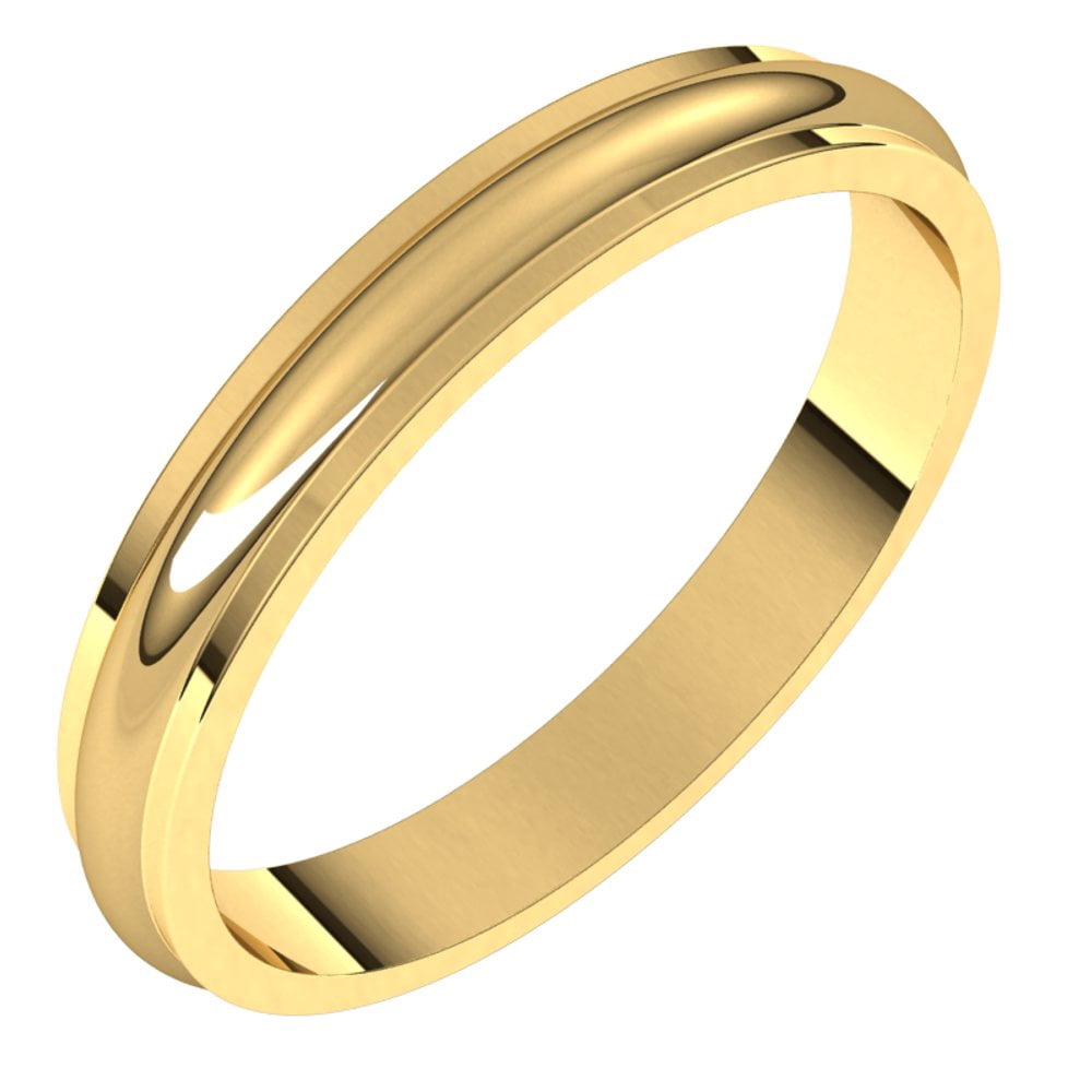10k Yellow Gold 3mm Half Round Shape Edge Classic Bridal Wedding ...
