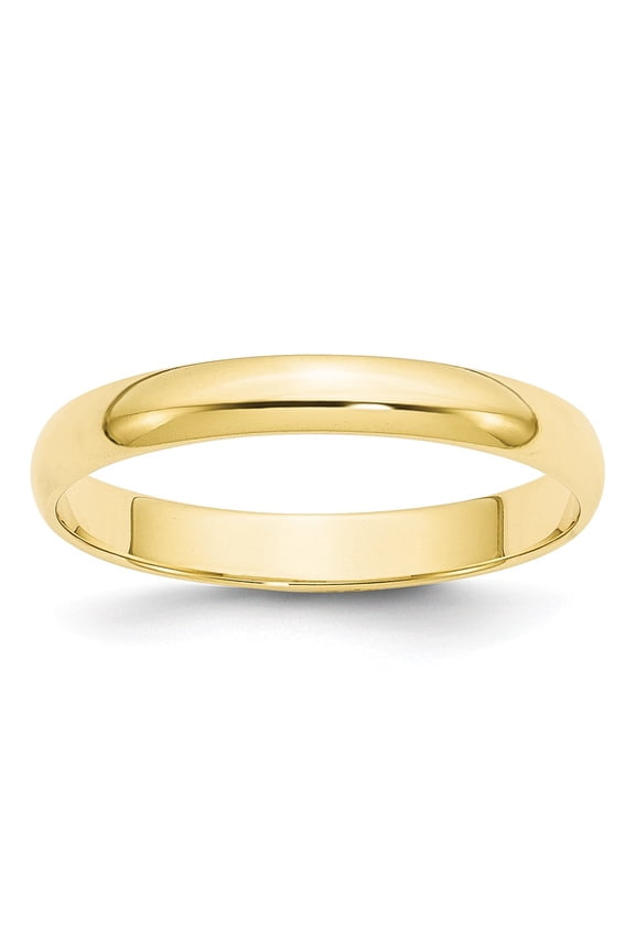 10k Yellow Gold 3mm Lightweight Half Round Wedding Band Size 14
