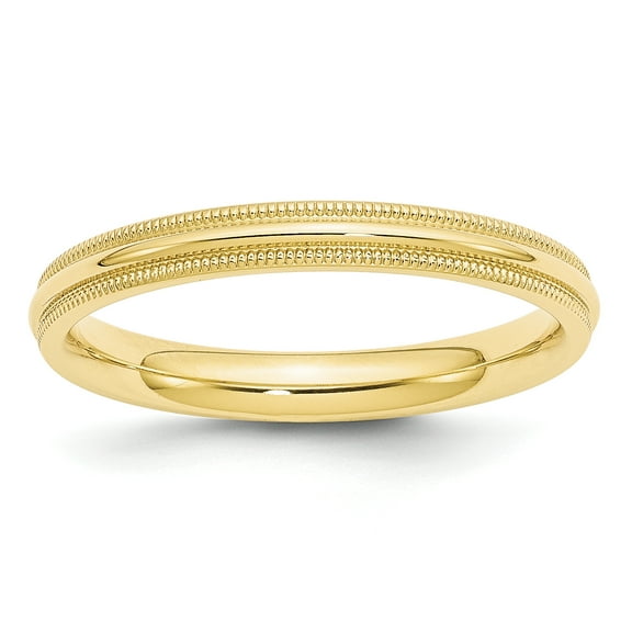 10k Yellow Gold 3mm Milgrain Comfort Fit Band Size 6