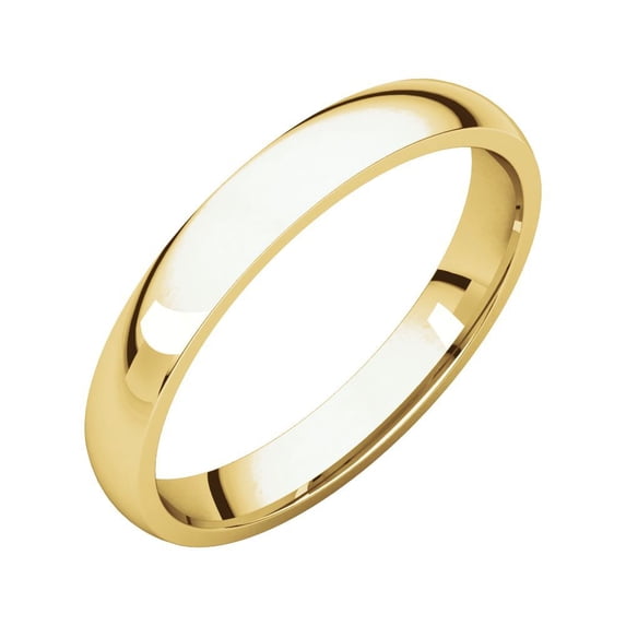 10k Yellow Gold 3mm Polished Light Comfort Fit Band Ring - 2.5 Grams - Size 8