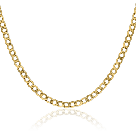 10K Solid Yellow Gold 4.3mm Curb Link Chain Necklace 16 inch