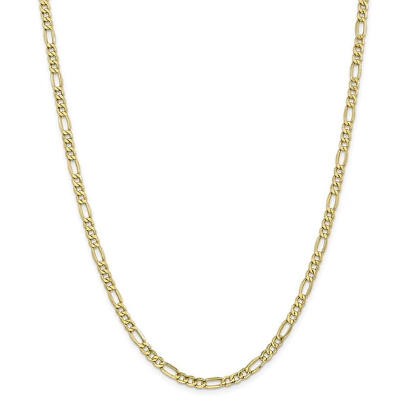 10k Yellow Gold 4.75mmSemi-Solid Figaro Chain Bracelet - 2.2 Grams - 7 Inch
