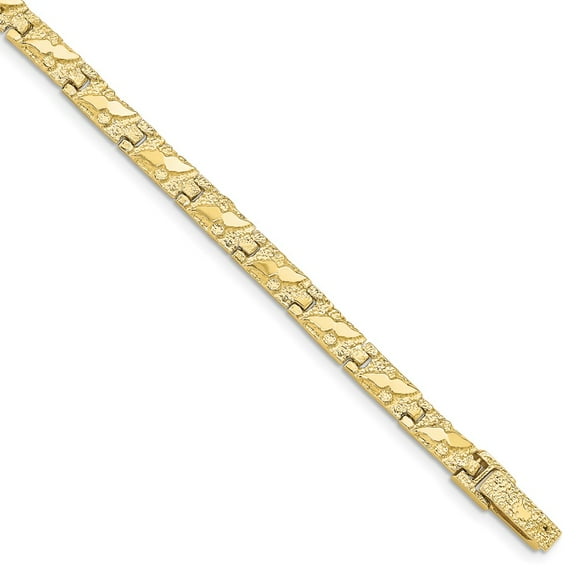 10k Yellow Gold 4.mm Nugget Bracelet Fine Jewelry For Women Gifts For Her, 7"